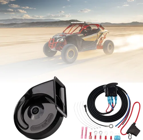 Miniatura 2 de Kit universal de bocina UTV con interruptor basculante LED y cable para carrito de golf, ATV, Polaris RZR, Ranger, General, Side by Side, Can-Am