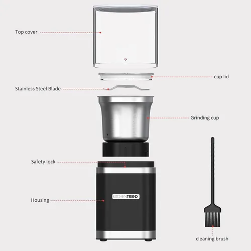 Miniatura 7 de Molinillo eléctrico de granos de café, molinillo de café expreso para uso doméstico con cuenco de acero inoxidable extraíble, capacidad de 12 tazas