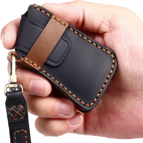 Miniatura 4 de Funda de llavero de cuero para llaves de auto Lexus 2021-2025 ES RX 350 Compatible con la nueva carcasa de llave Lexus LS NX Negra