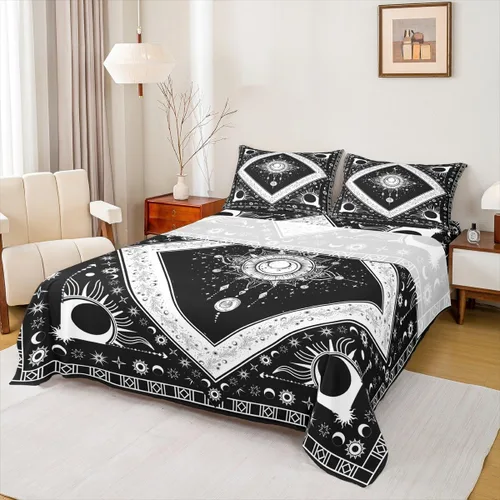 Miniatura 38 de Erosebridal Southwestern - Juego de sábanas y fundas de almohada, juego de sábanas azteca bohemio, diseño hippie de cachemira, tamaño individual