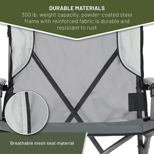 Miniatura 9 de TIMBER RIDGE Silla plegable de campamento para adultos, sillas plegables de aluminio con respaldo alto con organizador de tazas y reposacabezas