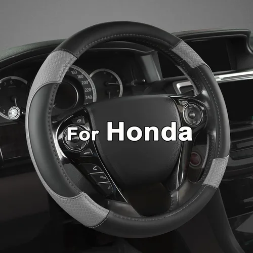 Miniatura 14 de Cubierta de volante de cuero de microfibra GIANT PANDA para Honda Accord, Civic, CR-V, HR-V, Pilot (patrón de diamante negro tamaño estándar)