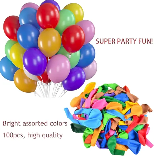 Miniatura 2 de Globos de látex para fiestas, varios colores, 12 pulgadas de grosor, globos de arco iris de cumpleaños, 100 unidades, para fiestas de niños, boda