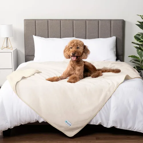 Miniatura 35 de PETAMI Manta impermeable de forro polar Sherpa para gatos y perros, color beige, talla S