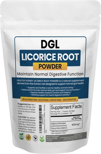 Kidney Restore DGL Suplemento de polvo de raíz de regaliz – Hecho de extracto de raíz de regaliz para la salud digestiva y apoyo del revestimiento