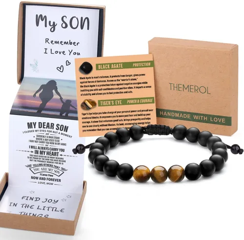 Miniatura 14 de Pulsera de cristal natural para adolescentes, niños, hombres, caja de regalo extraíble especialmente para hijo, nieto, papá, amor en cumpleaños