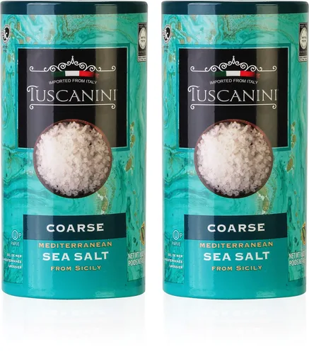 Tuscanini, Sal marina mediterránea gruesa, 16 onzas, de Sicilia Italia, (paquete de 2), total de 2 libras