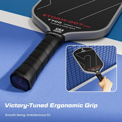 Miniatura 5 de YVmove USAPA Approved Raw Carbon Fiber Pickleball Paddle, 16mm Thermoformed Pickleball Racket with High Spin & Extended Grip, Professional