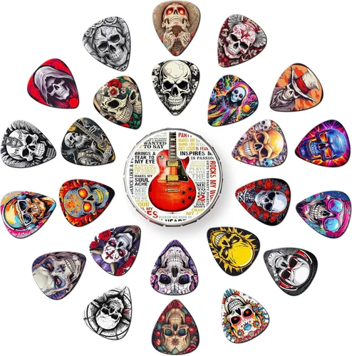 Miniatura 9 de 24 piezas de púas de guitarra 4 espesores de púas de guitarra delgadas, medianas, pesadas, púas de guitarra 0.46 0.71 0.96 1.20 mm, regalo único