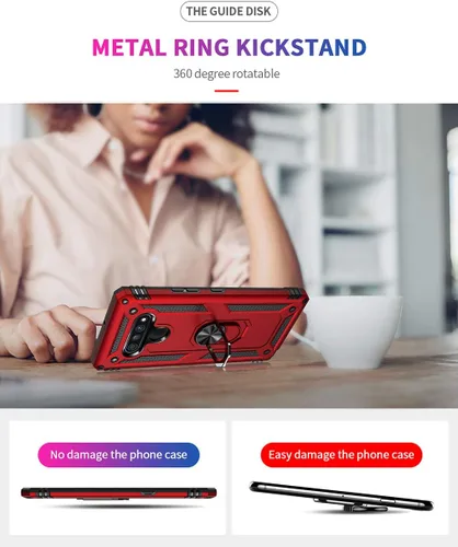 Miniatura 8 de Dionsibei Carcasa de grado militar para LG Stylo 6, soporte de anillo giratorio de metal 360, soporte magnético para montaje en automóvil, funda