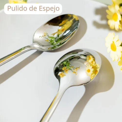 Miniatura 4 de Alata Potter - Juego de cubiertos forjados de acero inoxidable de 20 piezas, servicio para 4, acabado espejo, apto para lavavajillas Plateado