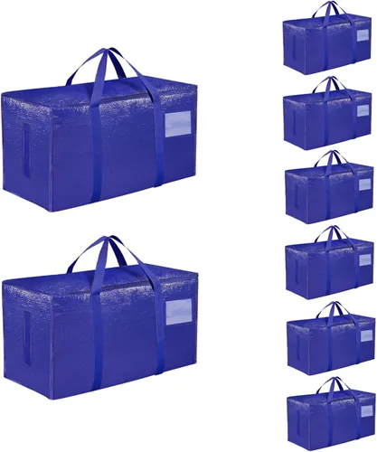 Miniatura 17 de Paquete de 4 bolsas de mudanza extra grandes y resistentes, bolsas de almacenamiento impermeables con asas y cremalleras, plegables para dormitorio