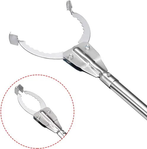 Miniatura 3 de uxcell 36 pulgadas agarrador herramienta extensor garra recogedor de basura acero inoxidable gris 2 unids