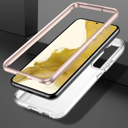 Miniatura 3 de Asuwish Funda de teléfono para Samsung Galaxy S22 5G, híbrida, de lujo, lindo mármol, a prueba de golpes, cuerpo completo, duro, resistente, Rosado