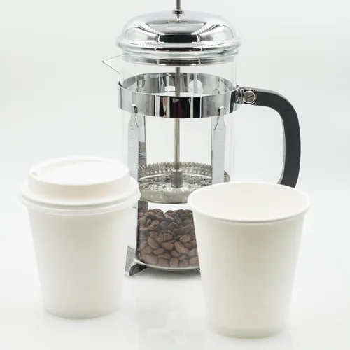 Miniatura 2 de Golden Apple, Tazas de café desechables de papel blanco de 10 oz. Tazas y tapas Cantidad 50 tazas por paquete. Perfecto para bebidas calientes
