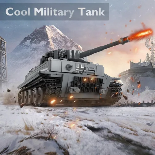 Miniatura 2 de Conjuntos de construcción de tanques JMBricklayer para adultos - Modelo de juguete de tanque de ejército Tiger militar de la Segunda Guerra Mundial