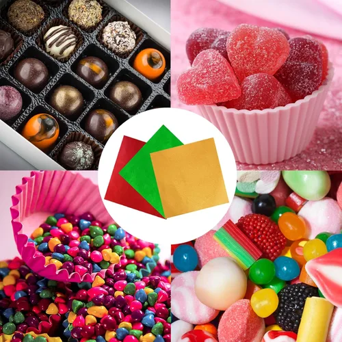 Miniatura 2 de 100 envoltorios de papel de aluminio para dulces, 4 x 4 pulgadas, cuadrados de papel de aluminio para dulces, chocolate, pasteles (dorado)