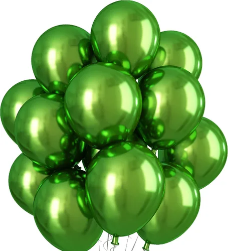 Miniatura 15 de Globos cromados verdes, 50 unidades de 10 pulgadas, globos metálicos de doble capa de color verde claro brillantes y gruesos, globos de látex