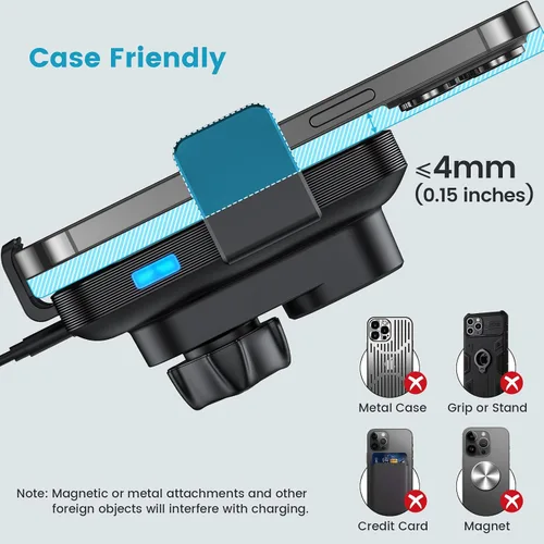 Miniatura 6 de APPS2Car Soporte de cargador inalámbrico para automóvil, ranura para CD, sujeción automática de 15 W, soporte de teléfono de CD de carga rápida