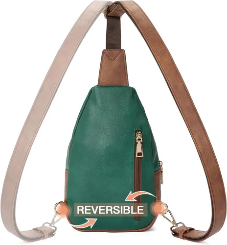 Miniatura 39 de Telena Riñonera pequeña para mujer, de cuero, cangureras, bolsa de pecho para mujer