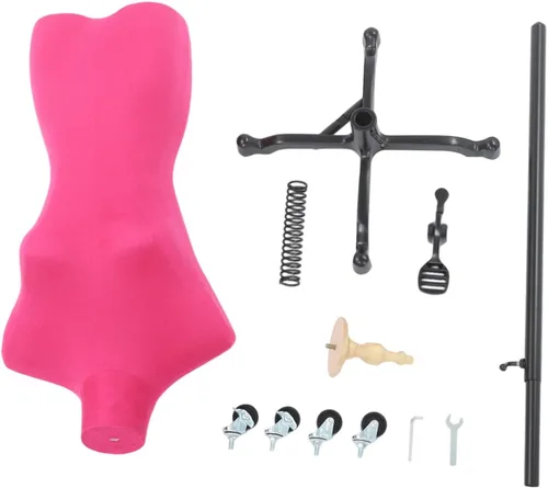 Miniatura 7 de Torso de maniquí de forma de vestido femenino, modelo de cuerpo ajustable de 51 a 75 pulgadas, modelo de exhibición de ropa con ruedas de 360°
