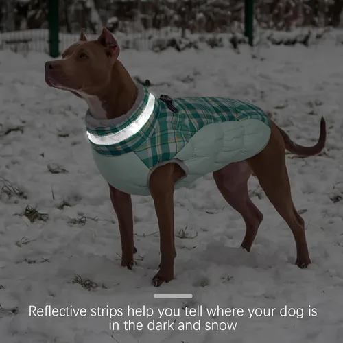 Miniatura 5 de FUAMEY - Abrigo de invierno para perro, chaquetas con arnés integrado, chaleco acolchado con cremallera, ropa reflectante para perros pequeños