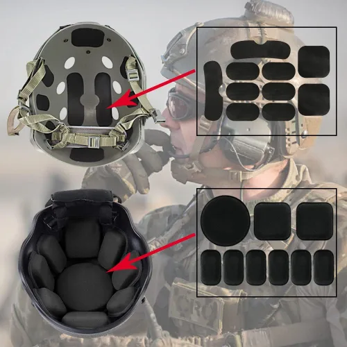 Miniatura 3 de Almohadillas universales para casco Airsoft, kit de almohadillas de espuma de repuesto para casco rápido, mich/ACH/USMC/PASGT