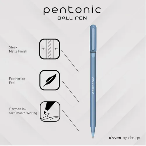 Miniatura 2 de Bolígrafos Pentonic, 15 unidades, barriles gris, azul y rosa, tinta negra, azul y roja, punta fina de 0.7 mm, escritura suave para tomar notas