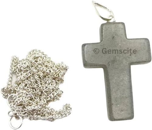 Miniatura 3 de GEMSCITE Colgante de cruz de piedras preciosas con cadena de 24 pulgadas + bolsa de cristal curativo de moda, hecho a mano, para hombres y mujeres