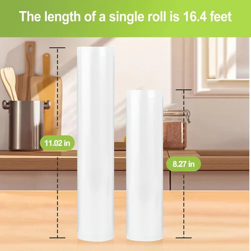 Miniatura 7 de 4 rollos de bolsas selladoras al vacío compatibles con sellador al vacío Anova & FoodSaver, 11 pulgadas x 16.4 pies y 8.3 x 16.4 pies, sin BPA