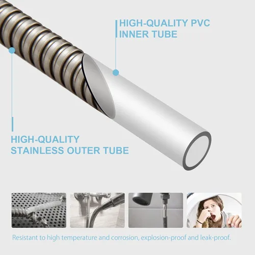 Miniatura 5 de OFFO Manguera de ducha, níquel cepillado de 100 pulgadas, sin torceduras, accesorio de manguera de ducha de mano galvanoplastia, manguera flexible