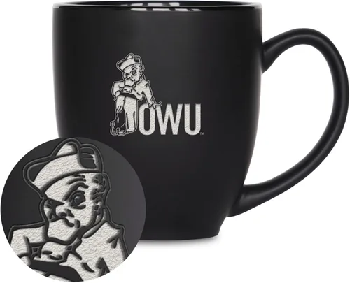 Miniatura 232 de Rico Industries - Taza de cerámica mate negra con grabado láser estándar de 15oz para NCAA (escuelas T & U) - Para bebidas calientes o frías
