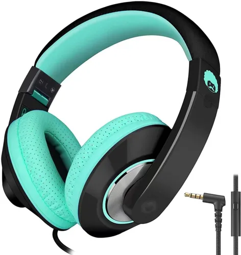 Miniatura 19 de RockPapa Comfort Audífonos para la escuela, ligeros, para niños, niñas, adolescentes, con cable de 3.5 mm para reproductor de CD y DVD, tablet, Negro