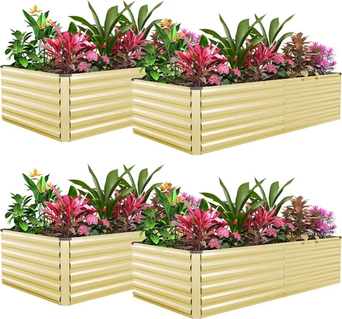 Miniatura 27 de Cama de jardín elevada con enrejado de arco para plantas trepadoras, cama de jardín elevada galvanizada, jardineras al aire libre para verduras