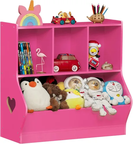Miniatura 16 de Lerliuo Estantería y organizador de almacenamiento para bebés y niños pequeños, gabinete y librero para niños, estante de madera con 3 Azul