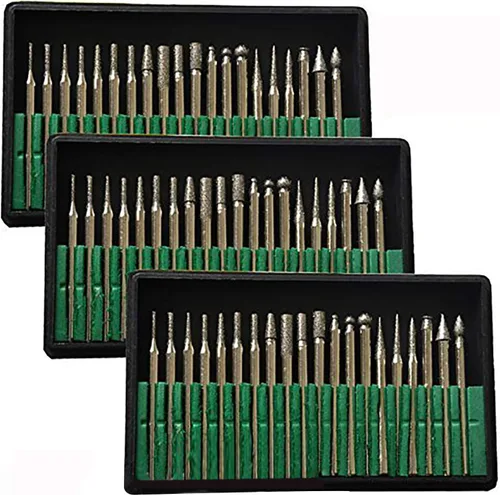 MTP Tm Brocas de fresa de diamante 60 piezas, taladro de vidrio, gemas, metal para herramienta giratoria Dremel Craftsman cabos de fijación de 1/8"