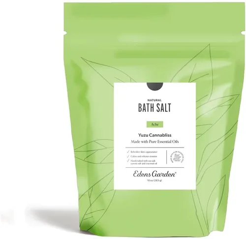 Edens Garden Ache Bath Salt Soak – Mezcla Yuzu Cannabliss con aceites esenciales puros, Epsom, sal del mar muerto y magnesio – para hombres y