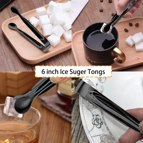 Miniatura 6 de 10 utensilios de acero inoxidable para servir, grandes cucharas ranuradas, tenedores de servir, pinzas para servir, pinzas para azúcar, juego