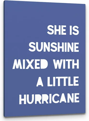 Miniatura 10 de PHAMTE Decoración de pared para dormitorio de niñas, arte de pared con texto en inglés «She is Sunshine Mixed with a Little Hurricane», lienzo