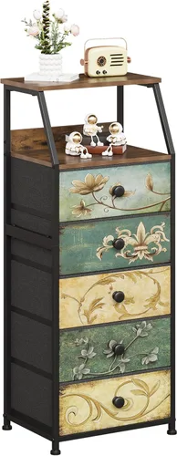 Miniatura 8 de Tohomeor Mesita de Noche con Cajones de Tela, Torre de Almacenamiento con 2 Estantes para Dormitorio, Pasillo, Entrada, Armario, Organizador