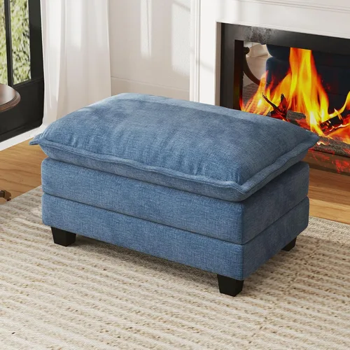 Miniatura 18 de WorthFurni Sofá Seccional Modular de 111.4", Sofá de Nube en Forma de U con 2 Otomanas Móviles, Cómodo Sofá de Chenille de Asiento Profundo