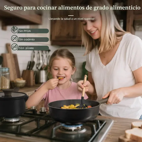 Miniatura 9 de Astercook - Juego de ollas y sartenes antiadherentes, juego de utensilios de cocina de inducción de titanio saludables y libres de tóxicos