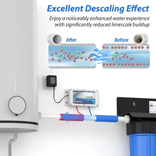 Miniatura 2 de iSpring ED2000S - Desincrustante para toda la casa, acondicionador de agua dura electrónico alternativo sin sal, diseño de luz LED de respiración
