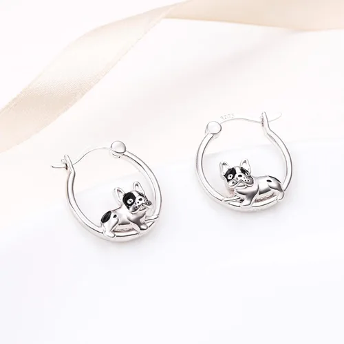 Miniatura 3 de Aretes de plata de ley con diseño de conejo, mantarraya, tortuga, rana, cobaya, bulldog francés, joyería de animales, regalo de cumpleaños