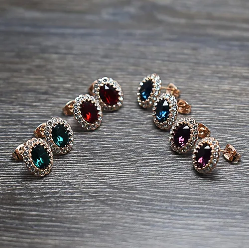Miniatura 8 de Aretes de cristal Swarovski chapados en oro con forma ovalada y circonita cúbica transparente, joyería de moda para mujer