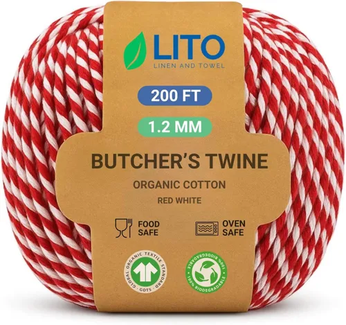 Miniatura 8 de Cordel de carnicero orgánico para cocinar y atar – Cuerda de cocina de algodón natural resistente de 1.2mm de 1000 pies – Cuerda apta