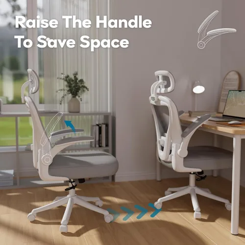 Miniatura 4 de SeekFancy Silla de Oficina Ergonómica M903, Silla de Escritorio para Computadora con Ruedas, Silla de Oficina de Malla de Respaldo Alto con Soporte
