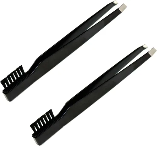 Miniatura 7 de 1 herramienta de aseo combinado de pinzas y cepillo para hombres y mujeres – Pinzas para cejas DIY profesional maquilladores artistas de viaje