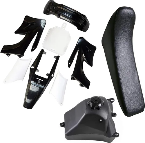 TDPRO Kit de carenado de plástico, piezas de guardabarros y asiento negro y depósito de combustible de gasolina de gasolina de 3 litros para Apollo