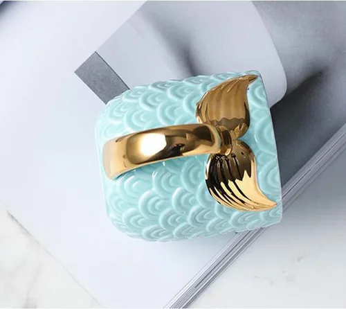 Miniatura 9 de Youeon Juego de 2 tazas de café de cerámica de 12 onzas con textura escalada, juego de tazas rosas y azules con mango metálico en la cola, regalo